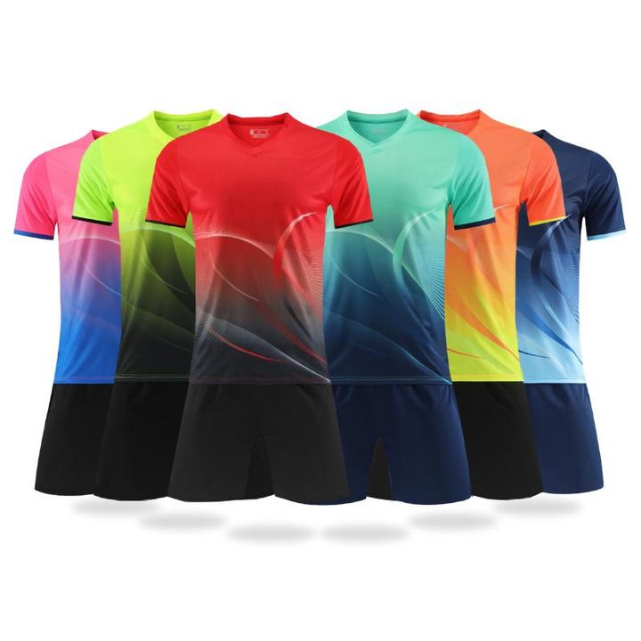 Tricou de fotbal, cu mânecă scurtă, cu decolteu în V și cu degrade – MAIN